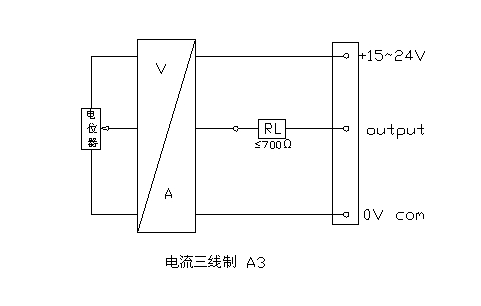 拉繩位移傳感器電流三線制原理接線圖